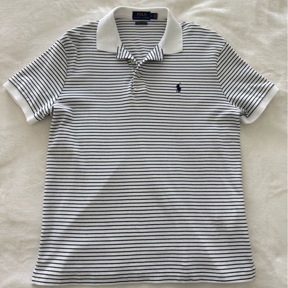 Ralph Lauren Black and White Striped Polo